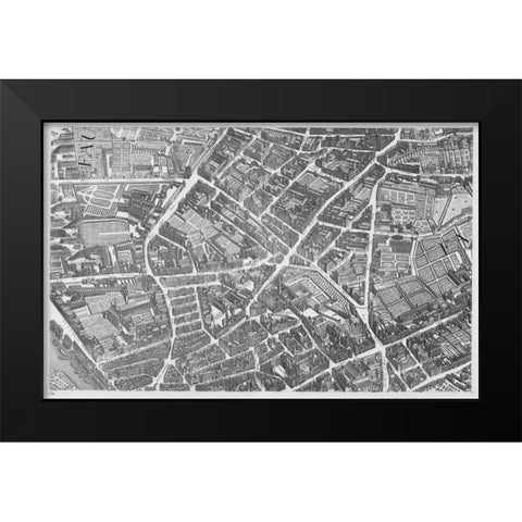 Paris 1739 Sectional map Black Modern Wood Framed Art Print by Turgot, Michel-Etienne