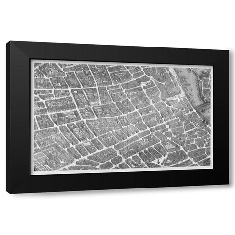 Paris 1739 Sectional map Black Modern Wood Framed Art Print with Double Matting by Turgot, Michel-Etienne
