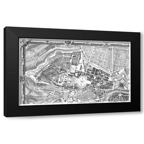 Rome Sectional Map Black Modern Wood Framed Art Print with Double Matting by Nolli, Giovanni Battista