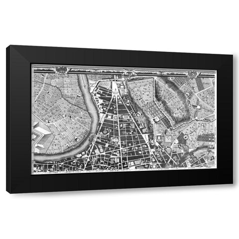 Rome Sectional Map Black Modern Wood Framed Art Print by Nolli, Giovanni Battista