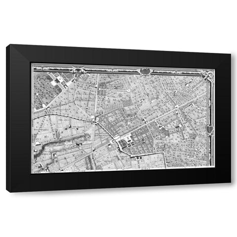 Rome Sectional Map Black Modern Wood Framed Art Print with Double Matting by Nolli, Giovanni Battista
