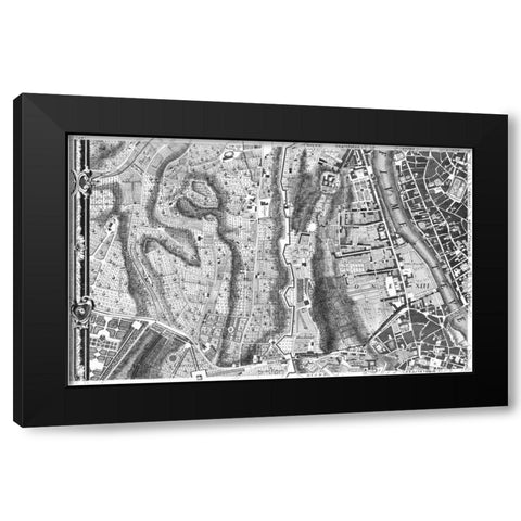 Rome Sectional Map Black Modern Wood Framed Art Print with Double Matting by Nolli, Giovanni Battista