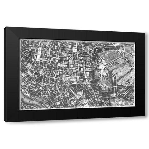 Rome Sectional Map Black Modern Wood Framed Art Print by Nolli, Giovanni Battista