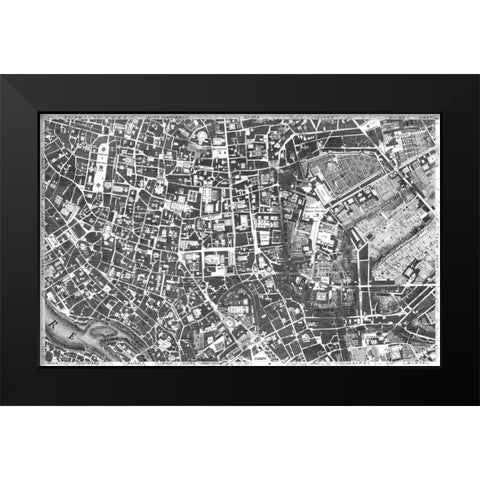 Rome Sectional Map Black Modern Wood Framed Art Print by Nolli, Giovanni Battista