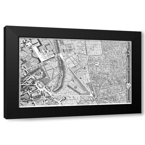 Rome Sectional Map Black Modern Wood Framed Art Print with Double Matting by Nolli, Giovanni Battista