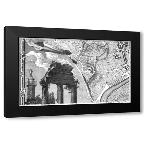 Rome Sectional Map Black Modern Wood Framed Art Print with Double Matting by Nolli, Giovanni Battista