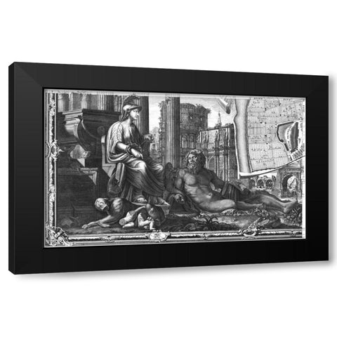 Rome Sectional Map Black Modern Wood Framed Art Print with Double Matting by Nolli, Giovanni Battista
