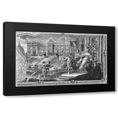 Rome Sectional Map Black Modern Wood Framed Art Print with Double Matting by Nolli, Giovanni Battista