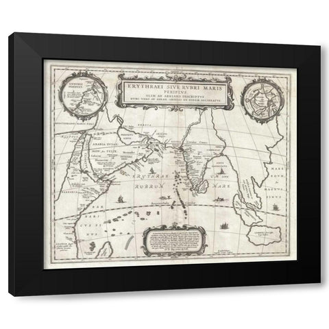 Map of Indian Ocean, 1658 Black Modern Wood Framed Art Print by Jansson, Jan
