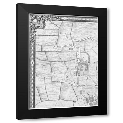 Roque Sectional map of London 1748 Black Modern Wood Framed Art Print by Roque, John