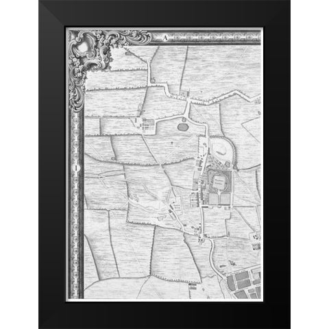 Roque Sectional map of London 1748 Black Modern Wood Framed Art Print by Roque, John