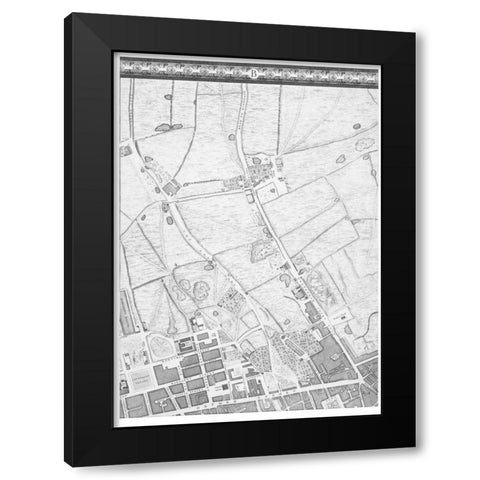 Roque Sectional map of London 1748 Black Modern Wood Framed Art Print with Double Matting by Roque, John