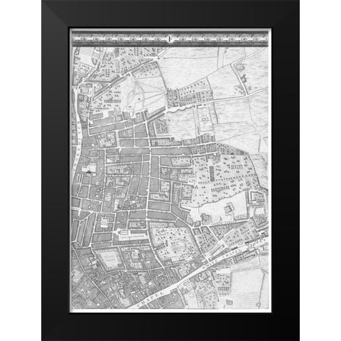 Roque Sectional map of London 1748 Black Modern Wood Framed Art Print by Roque, John