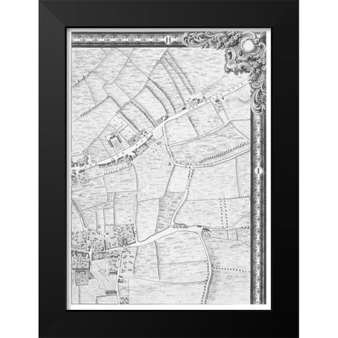 Roque Sectional map of London 1748 Black Modern Wood Framed Art Print by Roque, John
