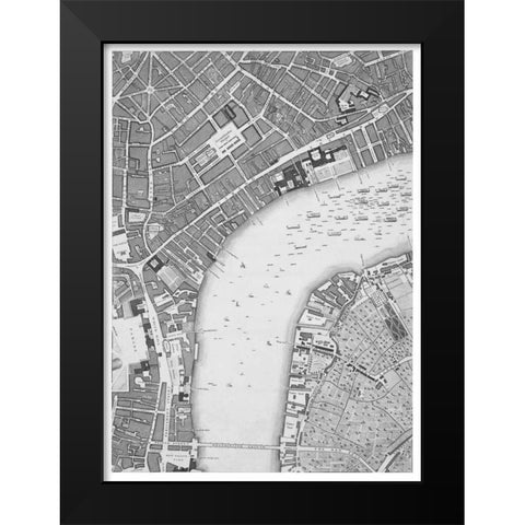 Roque Sectional map of London 1748 Black Modern Wood Framed Art Print by Roque, John