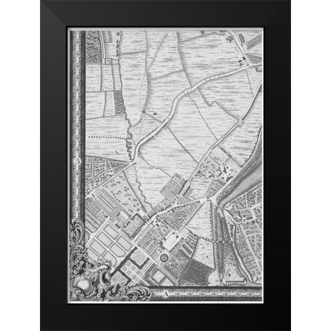 Roque Sectional map of London 1748 Black Modern Wood Framed Art Print by Roque, John