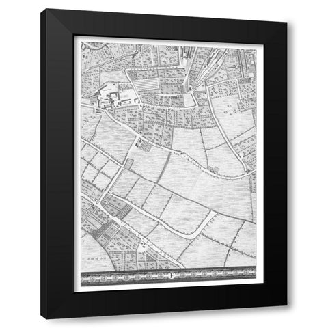 Roque Sectional map of London 1748 Black Modern Wood Framed Art Print with Double Matting by Roque, John