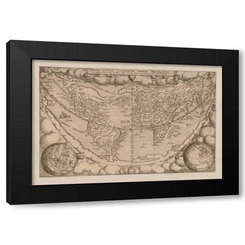 Nova tutius terrarum, 1571 Black Modern Wood Framed Art Print with Double Matting by Ortelius, Abraham