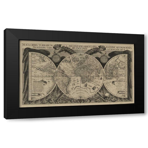 Nova orbis terrarum, 1630 Black Modern Wood Framed Art Print by Echebrecht, Philipp