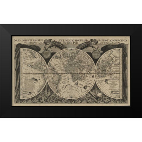Nova orbis terrarum, 1630 Black Modern Wood Framed Art Print by Echebrecht, Philipp