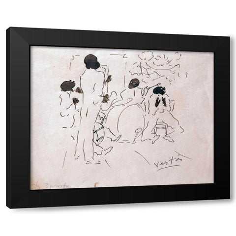 Josephine Bakers Jazz Band Black Modern Wood Framed Art Print with Double Matting by Vertes, Marcel