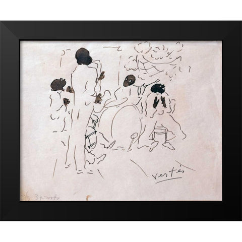 Josephine Bakers Jazz Band Black Modern Wood Framed Art Print by Vertes, Marcel