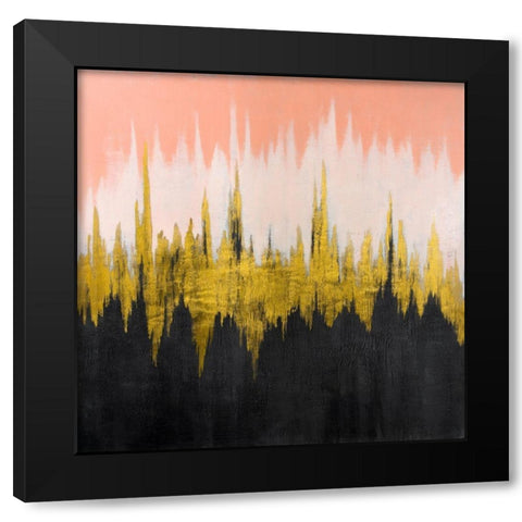 ABSTRACT ZIGZAG Black Modern Wood Framed Art Print with Double Matting by Atelier B Art Studio