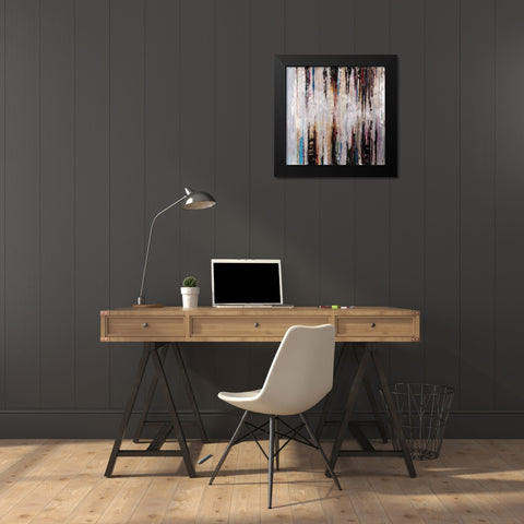 ABSTRACT RUNNY PAINT Black Modern Wood Framed Art Print by Atelier B Art Studio