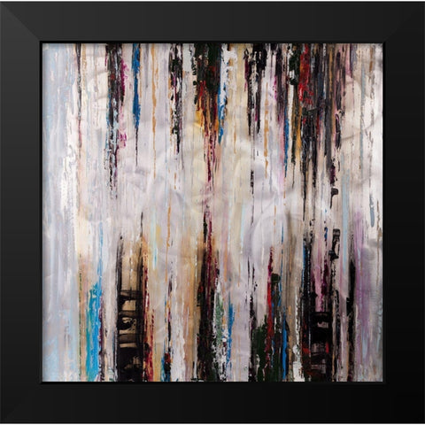 ABSTRACT RUNNY PAINT Black Modern Wood Framed Art Print by Atelier B Art Studio