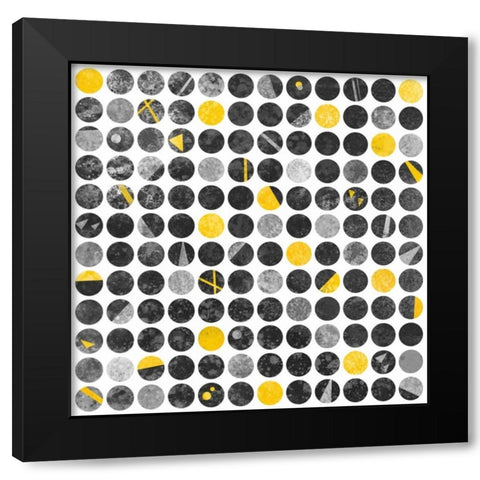 Abstract Circles Black Modern Wood Framed Art Print with Double Matting by Atelier B Art Studio