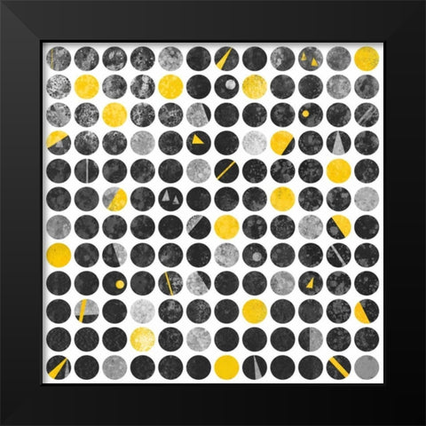 Circles Grunge Black Modern Wood Framed Art Print by Atelier B Art Studio