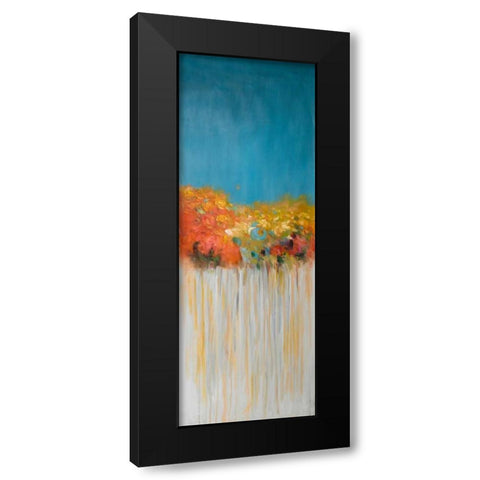 Colorful Abstract Flowers Black Modern Wood Framed Art Print with Double Matting by Atelier B Art Studio