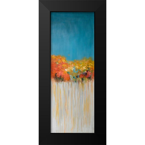 Colorful Abstract Flowers Black Modern Wood Framed Art Print by Atelier B Art Studio