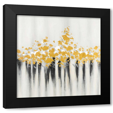 Flowers Gold Abstract Black Modern Wood Framed Art Print by Atelier B Art Studio