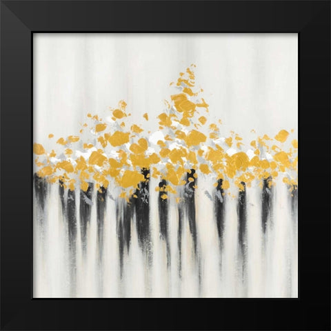 Flowers Gold Abstract Black Modern Wood Framed Art Print by Atelier B Art Studio