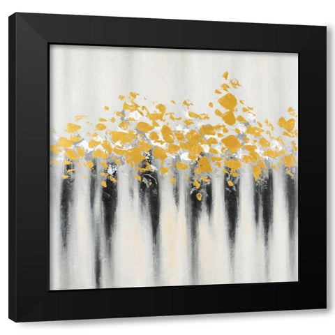 Flowers Gold Abstract Black Modern Wood Framed Art Print by Atelier B Art Studio