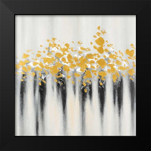 Flowers Gold Abstract Black Modern Wood Framed Art Print by Atelier B Art Studio