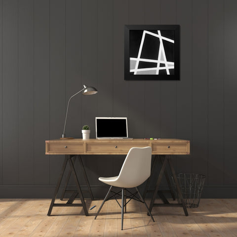 Abstract Lines Black and White Black Modern Wood Framed Art Print by Atelier B Art Studio