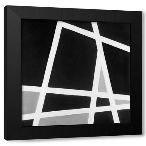 Abstract Lines Black and White Black Modern Wood Framed Art Print by Atelier B Art Studio