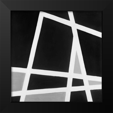 Abstract Lines Black and White Black Modern Wood Framed Art Print by Atelier B Art Studio