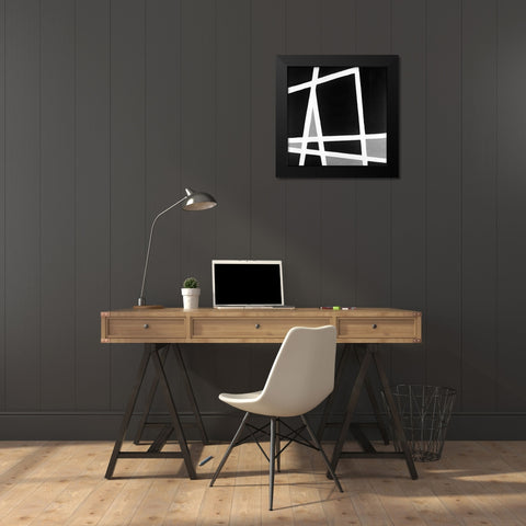 Abstract Shapes Black and White Black Modern Wood Framed Art Print by Atelier B Art Studio