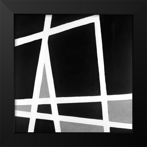Abstract Shapes Black and White Black Modern Wood Framed Art Print by Atelier B Art Studio