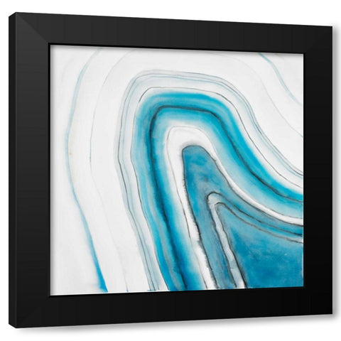 Round geode Black Modern Wood Framed Art Print with Double Matting by Atelier B Art Studio