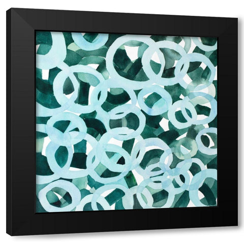 ABSTRACT CIRCLES Black Modern Wood Framed Art Print with Double Matting by Atelier B Art Studio