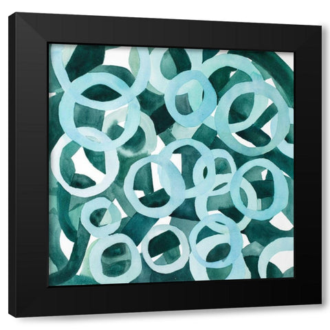 ABSTRACT RINGS Black Modern Wood Framed Art Print by Atelier B Art Studio