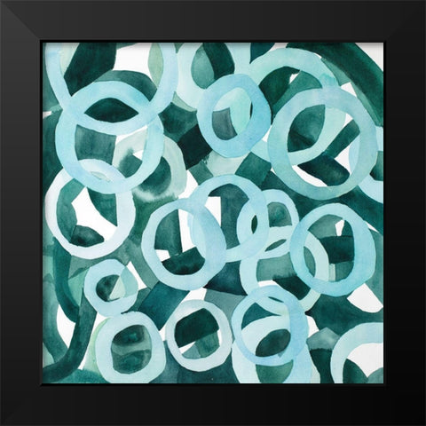 ABSTRACT RINGS Black Modern Wood Framed Art Print by Atelier B Art Studio