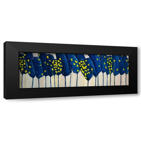 ABSTRACT BLUE FLOWERS Black Modern Wood Framed Art Print by Atelier B Art Studio