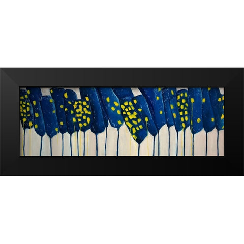 ABSTRACT BLUE FLOWERS Black Modern Wood Framed Art Print by Atelier B Art Studio