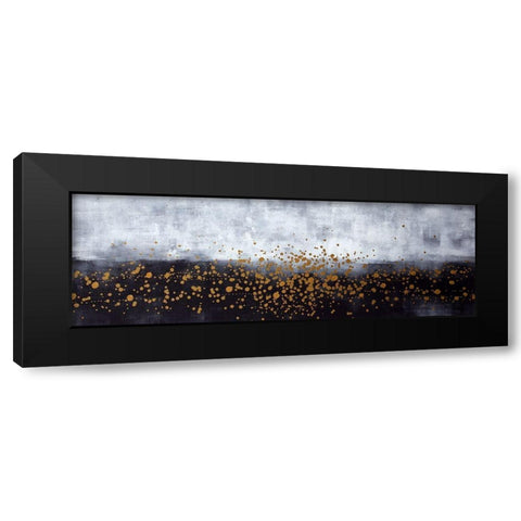 GOLD PAINT SPLASH ON GRAY BACKGROUND Black Modern Wood Framed Art Print with Double Matting by Atelier B Art Studio