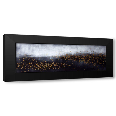 TWO SHADES OF GRAY WITH GOLD DOTS Black Modern Wood Framed Art Print with Double Matting by Atelier B Art Studio